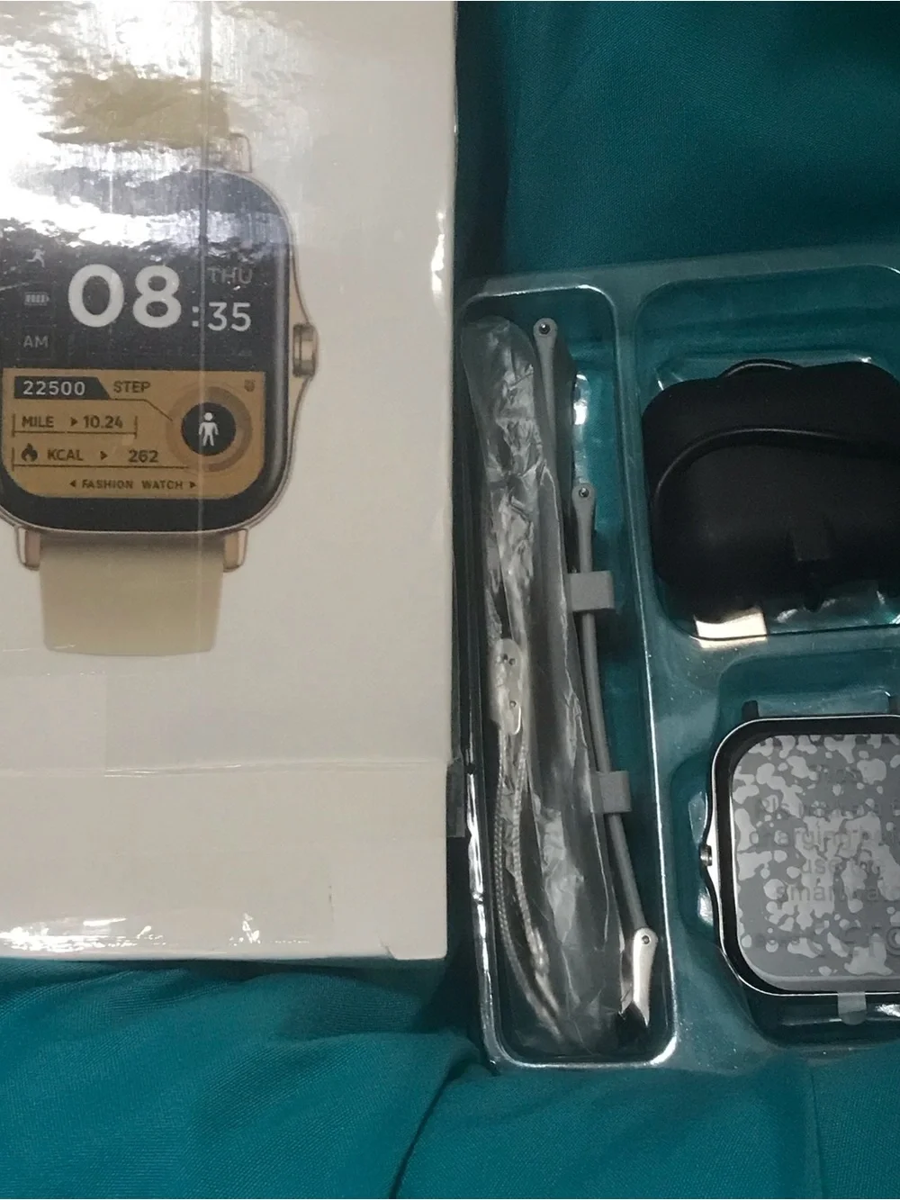 Gold Smartwatch with Cream Strap — Fashion Fitness Wearable